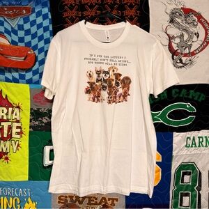 100% Cotton “If I Win the Lottery” Dog Graphic Tee (M)
